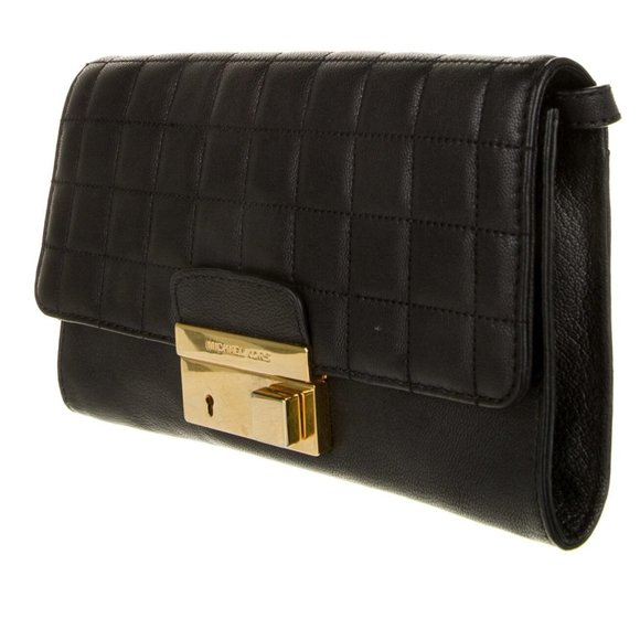 MK COLLECTION ✅ Michael Kors Collection ~ GIA Quilted Clutch BLACK ✨ RARE NWTs - Picture 1 of 17